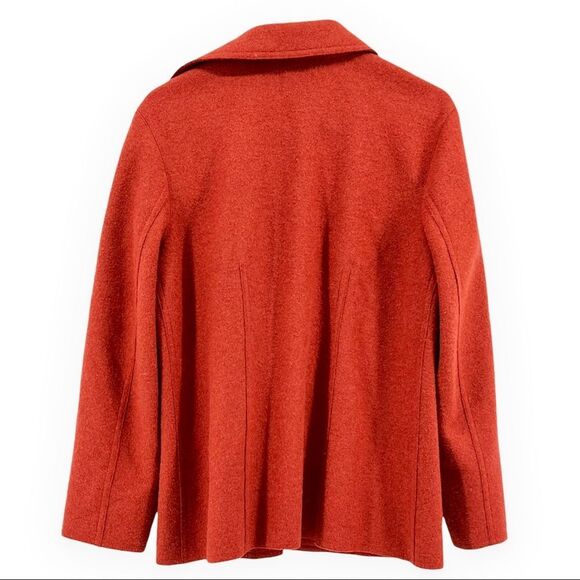 Talbots Woman’s Alpaca Wool Blend Rich Orange Pea Coat Size M - Picture 4 of 7